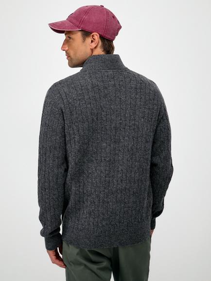 Crew Clothing Wool Blend Half Zip Jumper, Mid Grey - view 2, Mid Grey