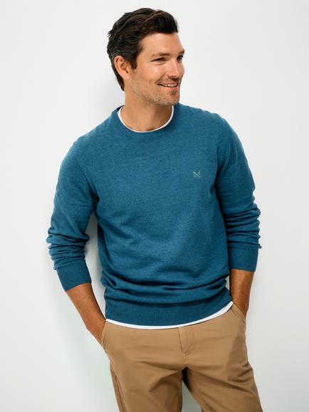Crew Clothing Cotton Crew Neck Jumper, Mid Blue, Mid Blue