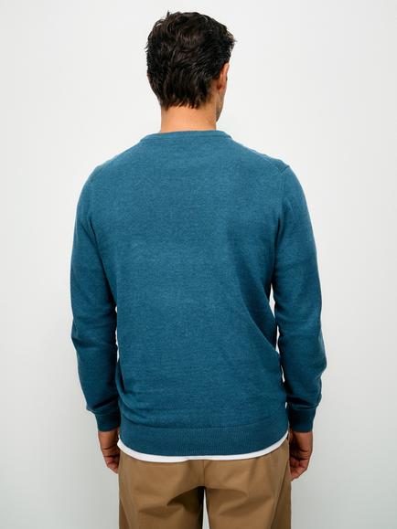 Crew Clothing Cotton Crew Neck Jumper, Mid Blue - view 2, Mid Blue