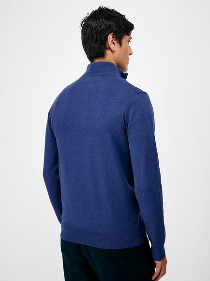 Crew Clothing Organic Cotton Half-Zip Jumper - view 2, Dark Blue