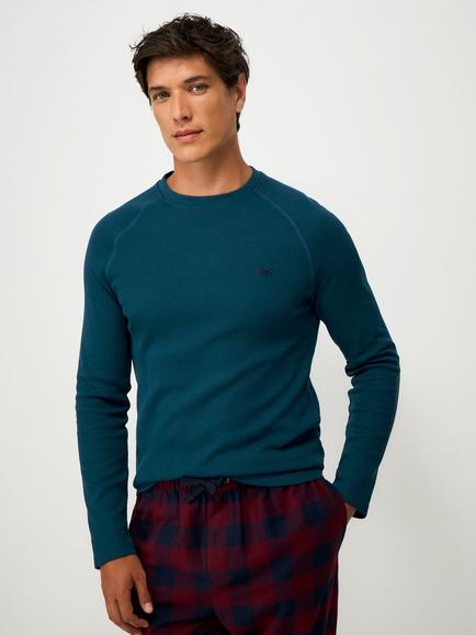 Crew Clothing Waffle Jersey Pyjama Set, Navy Blue