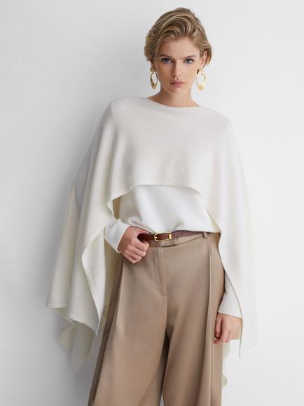 Reiss Atelier Harly Wool Rich with Cashmere Cape Knit Jumper, Ivory, Ivory