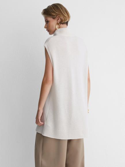 Reiss Atelier Piper Pure Cashmere Sleeveless Tabard, Ivory - view 2, Ivory
