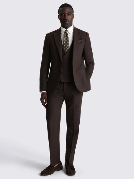Moss Tailored Fit Tweed Suit Jacket, Dark Brown - view 2, Dark Brown