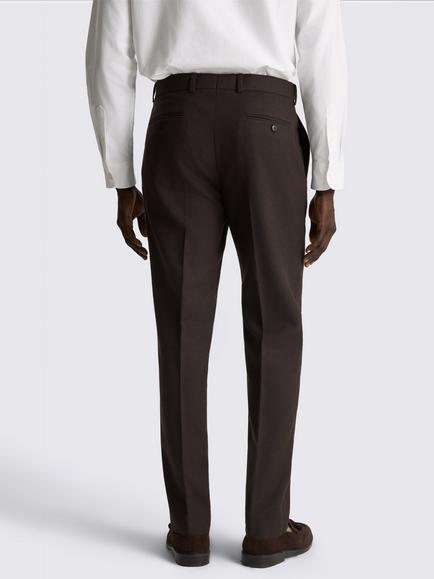 Moss Tailored Fit Tweed Suit Trousers, Dark Brown - view 2, Dark Brown