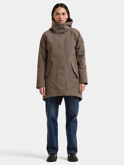 Didriksons Alana Waterproof & Windproof Padded Parka Coat - view 2, Mocha Brown