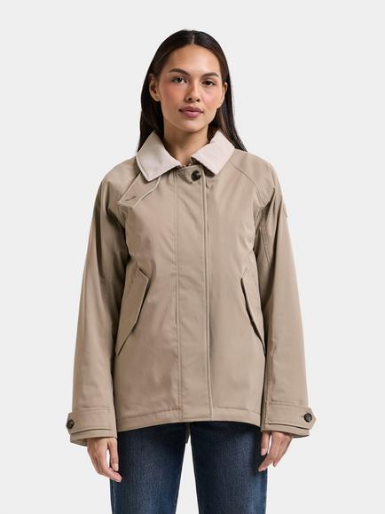Didriksons Lynn Wind and Waterproof Corduroy Collar Parka Jacket, Beige
