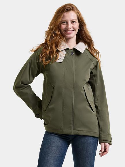 Didriksons Lynn Waterproof & Windproof Corduroy Collar Lightly Padded Jacket, Deep Green