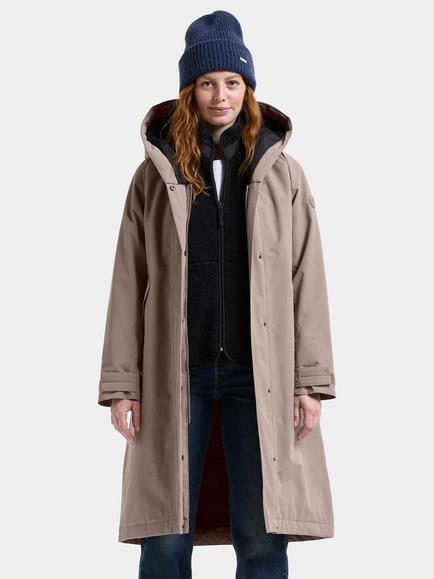 Didriksons Noelia Long Wind and Waterproof Parka Jacket, Ash Brown