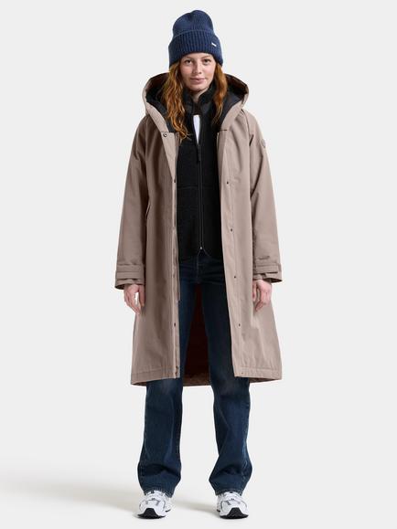 Didriksons Noelia Long Wind and Waterproof Parka Jacket - view 2, Ash Brown