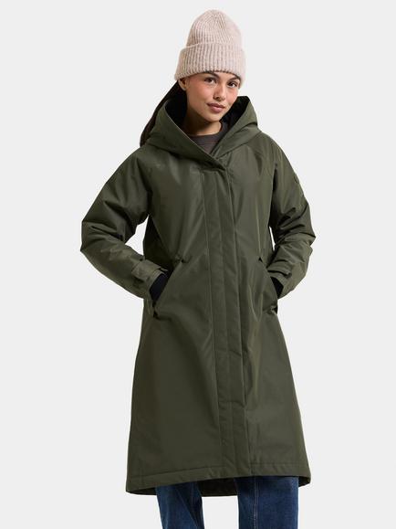 Didriksons Noelia Long Wind and Waterproof Parka Jacket, Deep Green