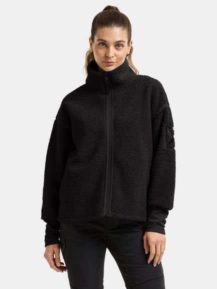 Didriksons Melissa Full Zip Pile Jacket, Black