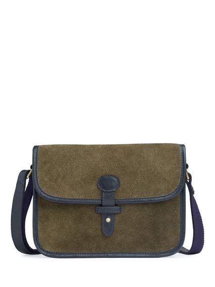 Celtic & Co. Suede Cross Body Bag, Olive/Navy, Olive/Navy