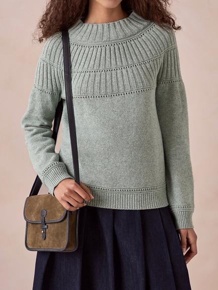 Celtic & Co. Suede Cross Body Bag, Olive/Navy - view 2, Olive/Navy