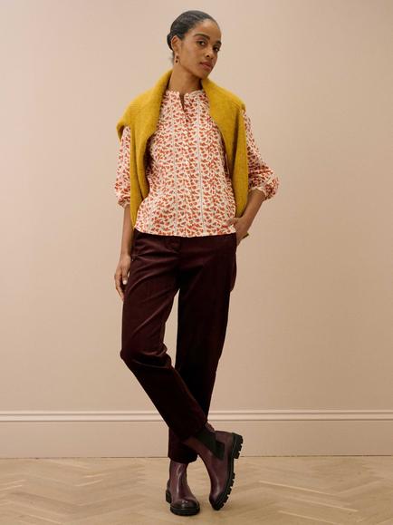 Brora Cotton Corduroy Tapered Trousers, Chocolate - view 2, Chocolate