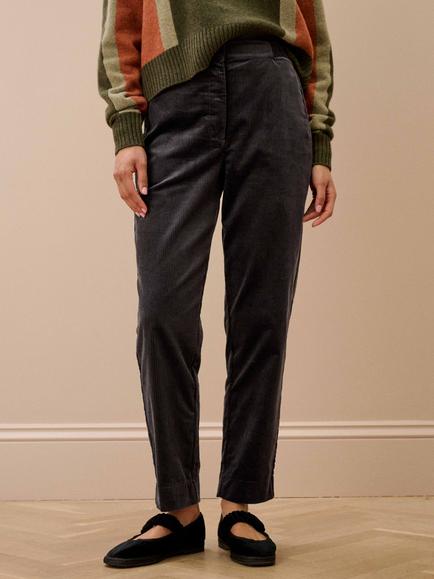 Brora Cotton Corduroy Tapered Trousers, Slate, Slate