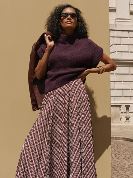 Mint Velvet Wool Blend Knit Roll Neck Top, Red Burgundy - view 2, Red Burgundy