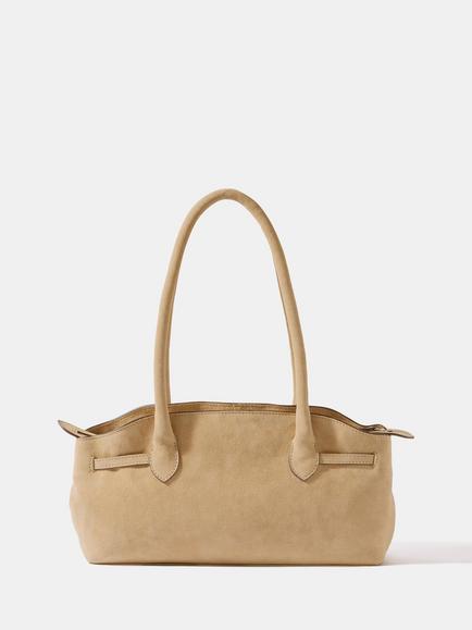 Mint Velvet Brooke Suede Shoulder Bag, Pale Ochre, Pale Ochre