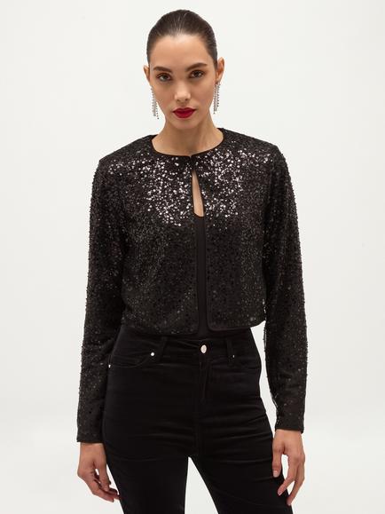 Hobbs Anika Sequinned Jacket, Black, Black