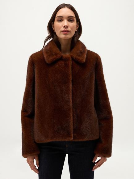 Hobbs Malia Faux Fur Coat, Brown, Brown