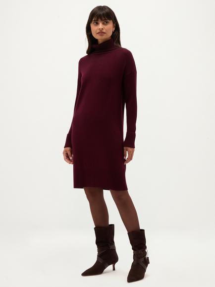 Hobbs Petite Ava Merino Wool Blend with Cashmere Knitted Jumper Dress, Purple, Purple