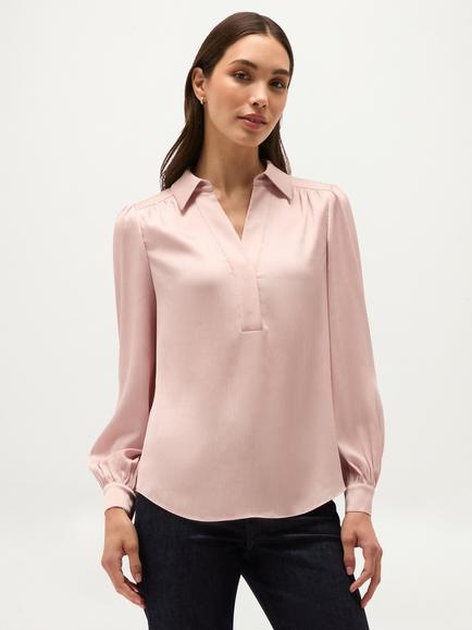 Hobbs Tegan Collared Blouse, Pink, Pink
