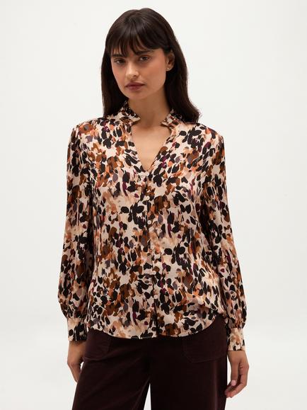 Hobbs Yasmina Spot Print Blouse, Beige, Beige