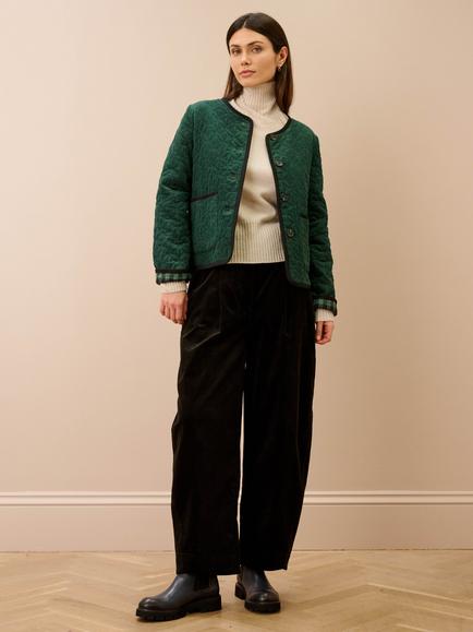 Brora Cotton Gingham Reversible Quilted Jacket, Verdigris - view 2, Verdigris