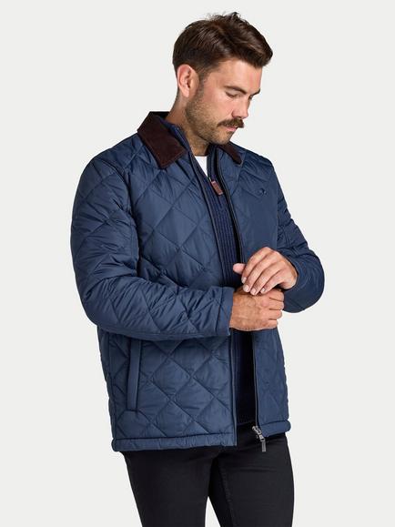Raging Bull Cord Collar Quilted Jacket, Navy, Navy