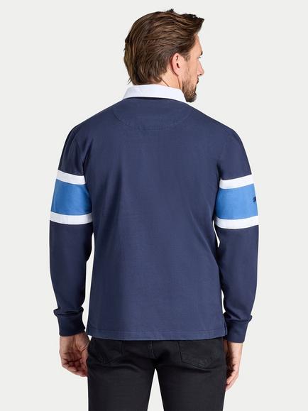 Raging Bull Chest Panel Cotton Rugby Shirt, Navy/Multi - view 2, Navy/Multi
