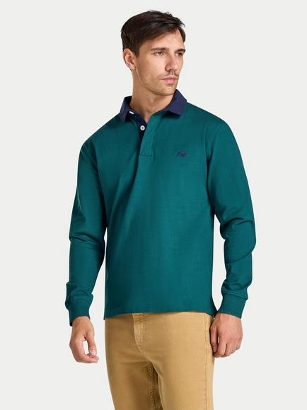 Raging Bull Classic Regular Fit Long Sleeve Polo Shirt, Green, Green