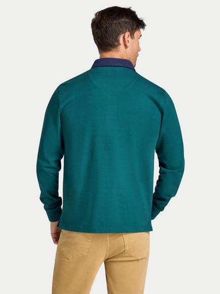 Raging Bull Classic Regular Fit Long Sleeve Polo Shirt, Green - view 2, Green