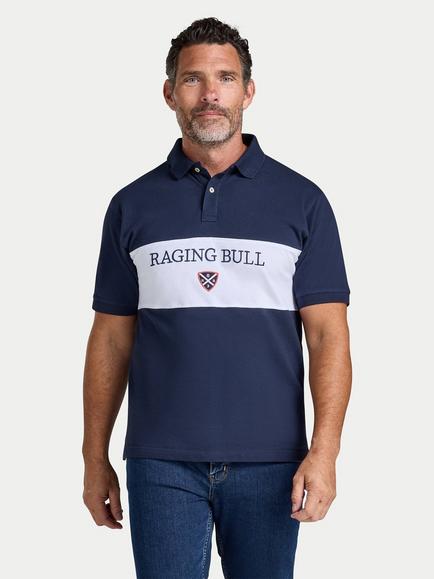 Raging Bull Cut & Sew Panel Polo Shirt, Navy/Multi, Navy/Multi