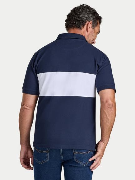 Raging Bull Cut & Sew Panel Polo Shirt, Navy/Multi - view 2, Navy/Multi