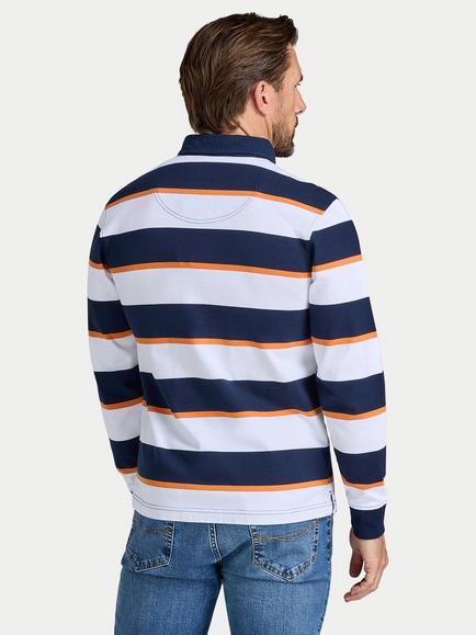 Raging Bull Multi Stripe Rugby Shirt, Orange - view 2, Orange