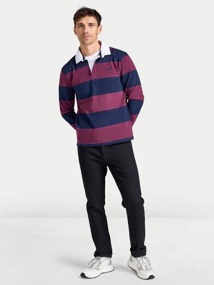 Raging Bull Wide Stripe Rugby Shirt, Claret, Claret