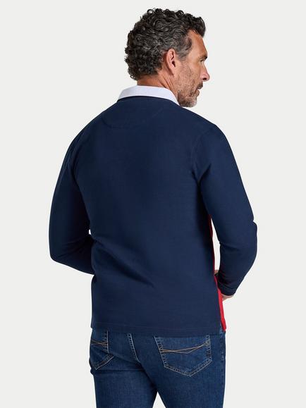 Raging Bull Cotton Harlequin Stripe Rugby Shirt, Navy - view 2, Navy