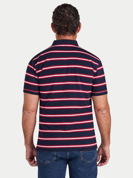 Raging Bull Triple Stripe Pique Cotton Polo Shirt, Red - view 2, Red