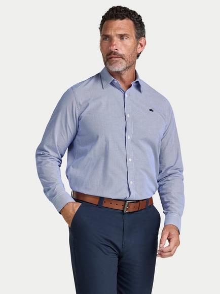 Raging Bull Cotton Cadet Stripe Shirt, Navy, Navy