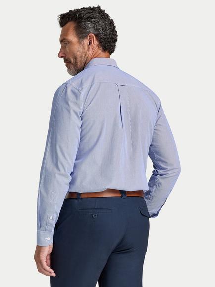Raging Bull Cotton Cadet Stripe Shirt, Navy - view 2, Navy