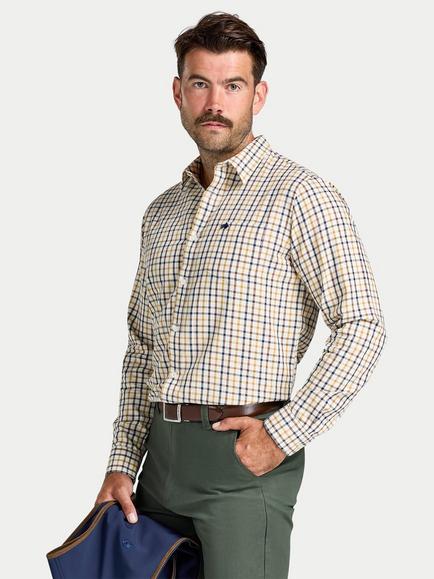 Raging Bull Country Check Brushed Cotton Twill Shirt, Mustard, Mustard