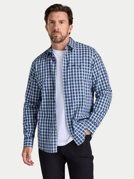 Raging Bull Regular Fit Mod Check Shirt, Navy, Navy