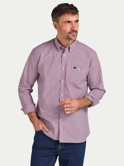 Raging Bull Long Sleeve Graphic Check Shirt, Red, Red