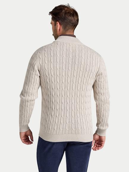 Raging Bull Cable Mid Weight Cotton Jumper, Cream - view 2, Cream