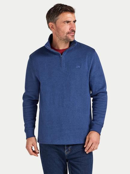 Raging Bull Classic French Rib Half Zip Jumper, Blue, Denim Blue