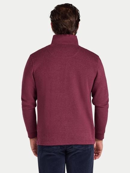 Raging Bull Zip-Neck French Rib Cotton Rich Jumper, Burgundy - view 2, Burgundy