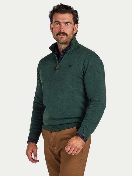Raging Bull Cotton Classic Quarter Zip Jumper, Forest