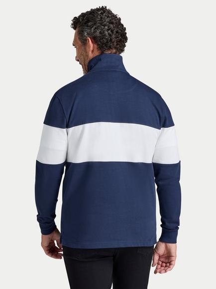Raging Bull Cotton Cut & Sew Panel Jumper, Navy/White - view 2, Navy/White