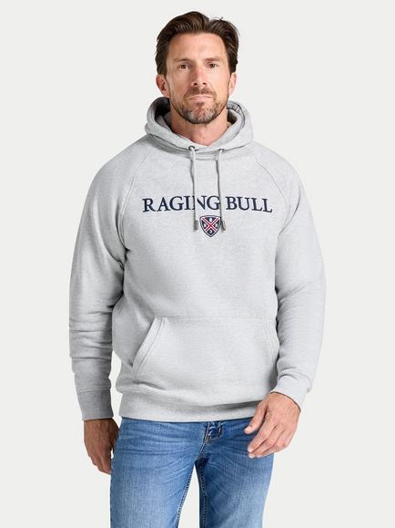 Raging Bull Cotton Rich Hooded Signature Sweatshirt, Grey Marl, Grey Marl