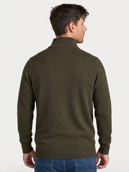 Raging Bull Rib Collar 1/4 Zip Neck Jumper, Khaki - view 2, Khaki